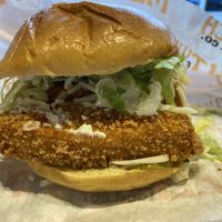 Crispy Chick’n Sandwich with vegan mayo, vegan cheese, lettuce, tomatoes and pickles    at MELTwich in Milton