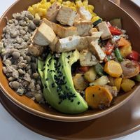 Bowl w lentils and tofu- you choose !  at Soy Bonsai - Maybe closed in Puerto Villamil