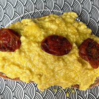 Egg scramble tostadas  at Bakery Giusy in Gran Canaria