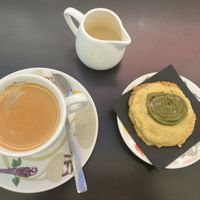 Condensed milk coffee and pistachio cookie  at Bakery Giusy in Gran Canaria