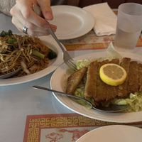Lemon chicken and Chow mein  at Garden Wok in Tarzana