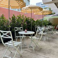 Outdoor sitting area  at El Cafecito in San Juan