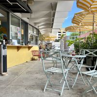 Outdoor sitting area  at El Cafecito in San Juan