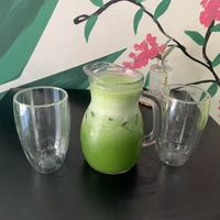 Fresh pineapple and Chaya juice   at Green Bag Coffee in Merida