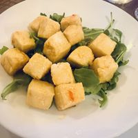 Sweet chili tofu bites. Tasty but not a lot for $9  at Saucony Creek Brewing in Kutztown