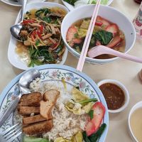Chicken on rice for 60 baht is such a great value! at Sutunthip Vegetarian Food in Bangkok