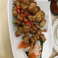 Salt and pepper ‘pork’ bites   at Sutunthip Vegetarian Food in Bangkok