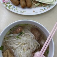 Vegan sausages and thai noodle soup #Veganuary at Sutunthip Vegetarian Food in Bangkok