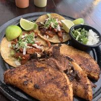 Delicious quesabirrias and pastor tacos 😋  at Vegan Spot by Revolution in Playa Del Carmen