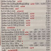 Price list and allergens  at Cigköftem in Koblenz
