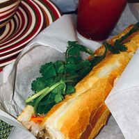 vegan teriyaki bahn mi and vegan thai tea at Thien Dang Vegetarian in Garden Grove