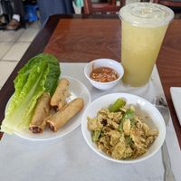 Breakfast. Note: fresh sugar cane juice. at Thien Dang Vegetarian in Garden Grove