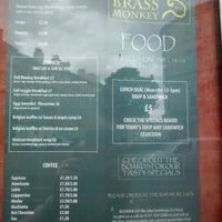 Menu at Brass Monkey Leith in Edinburgh