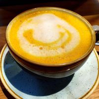 Turmeric latte with oat milk at Mr. Bens Cafe in Dusseldorf