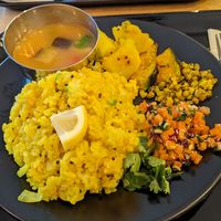 Daily lunch plate at Mysore Cafe in Tokyo