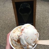Biscoff and jammy dodger ice cream   at Lick in Bakewell