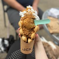 Hot waffle cone  at Lick in Bakewell