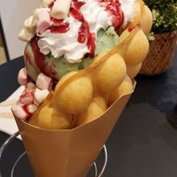 Bubble waffle and ice cream at Lick in Bakewell