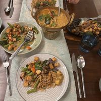Red curry, eggplant and tofu, pad Thai noodles  at Thai Boulevard in Colombo