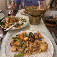 Pad Thai noodles and green beans and tofu  at Thai Boulevard in Colombo