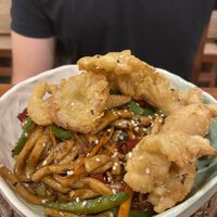 Battered mushrooms noodles   at Bowl'd in Colombo