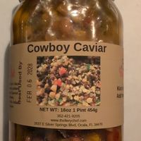 Jar of cowboy caviar at The Fiery Chef in Ocala