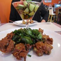 Banana Blossom Curry Cakes at Brown Rice Organic Bistro in Chiang Mai