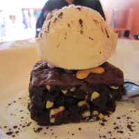 Yummy Chocolate Brownie with Homemade Icecream at Brown Rice Organic Bistro in Chiang Mai