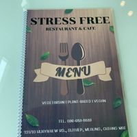 Menu cover emphasizes Plant based.  at Stress Free - Maybe closed in Chiang Mai