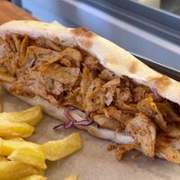 Vegan Kebab with Algerian sauce & fresh chips at Salade Tomate Oignon - STO Paname in Paris