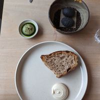 Bread with cashew butter and pesto dip at Wilson's  in Bristol