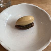 Chocolate ganache, seaweed crisp and caramelised apple ice creamm  at Wilson's  in Bristol
