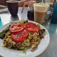 Vegan sink and iced Soy latte at Succotash in Kansas City