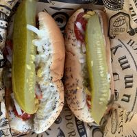 Two chicago dogs… with ketchup?  at Vegan Bar in Naperville