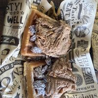 Vegan chickn (Lions mane mushrooms) and waffles with pecans  #Veganuary at Vegan Bar in Naperville