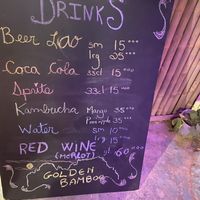 Drinks menu  at Golden Bamboo in Vang Vieng