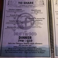 Menu  at Driftwood Hostel in El Paredon