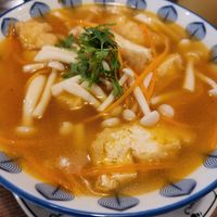 Vegan rice noodle soup at Met Vietnamese Restaurant in Hanoi