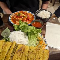 Banh xeo and sweet and sour tofu at Met Vietnamese Restaurant in Hanoi