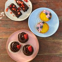 All Vegan - Brownie, Lemon Blueberry Tart, Chocolate Strawberry Cupcake at The Lively Bakester in Raipur