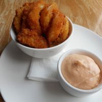 onion rings and chipotle mayo - oh my!!!  it's the best thing on the menu! at REfresh in Moscow