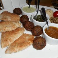 falafel with assortment of sauces at REfresh in Moscow