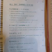 Menu  at de Tulp in Amsterdam