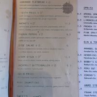 Menu   at de Tulp in Amsterdam