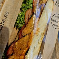 Vegan schnitzel sandwich - bad photo but very tasty at Backstube Bergen in Bergen