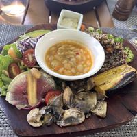 Vegan black bean and mushroom bowl  at Isla Palenque Resort in Boca Chica