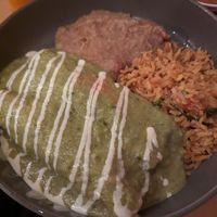 Two enchiladas with carne asada at Ranchos Cocina in San Diego