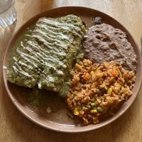 vegan carne asada enchiladas in verde sauce 😍😍  at Ranchos Cocina in San Diego