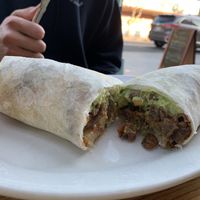 Vegan carne asada burrito. Very delicious and the vegan Verne Asada is amazing. The burrito is huge as well   at Ranchos Cocina in San Diego