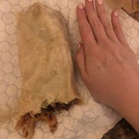 Surf and turf burrito (V shrimp & V carne asada) huge portion. at Ranchos Cocina in San Diego